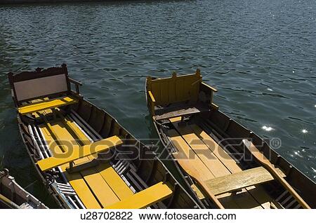 Stock Image - High angle view of boats in a lake. Fotosearch