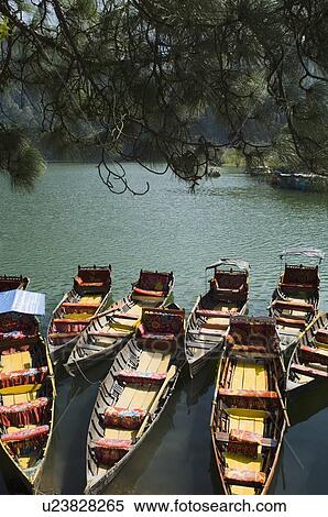 High angle view of boats in a lake View Large Photo Image Stock Photography - High angle view of boats in a lake. Fotosearch