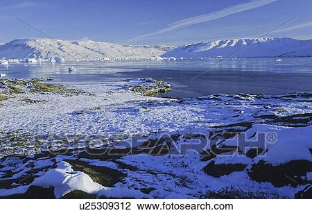 Stock Image - Early winter impressions in Hare fjord. Scoresbysund, East Greenland. Fotosearch