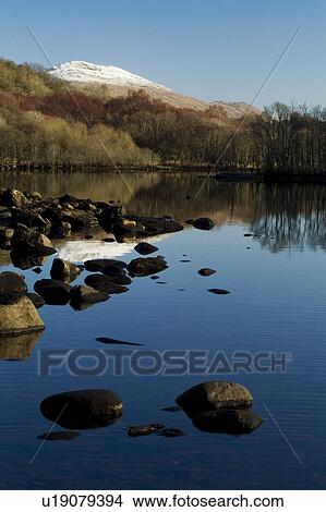 Picture - Loch Awe with snow capped Ben Cruachan in background. Argyll, Scotland. Fotosearch