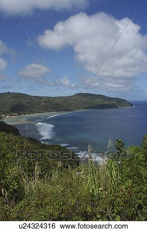 Stock Photograph - Rurutu west coast. French Polynesia, Southern Pacific Ocean. Fotosearch