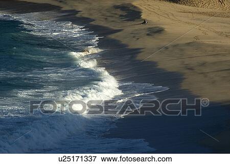 Surfer contemplates waves breaking in Waimea Bay Beach Park, North shore, Oahu, Hawaii, USA View Large Photo Image Stock Photo - Surfer contemplates waves breaking in Waimea Bay Beach Park, North shore, Oahu, Hawaii, USA. Fotosearch