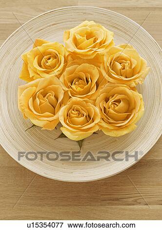 Yellow Roses on Plate View Large Photo Image Stock Photo - Yellow Roses on Plate. Fotosearch