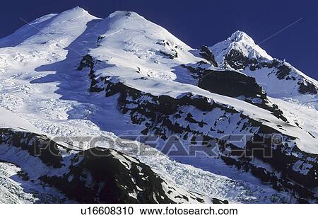 Stock Image - Summit of Mt Beerenberg, 2277m, in the evening sun. Jan Mayen, North Atlantic Island, Norway. Fotosearch