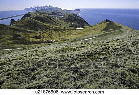 Stock Photograph - View from Danielssenkrateret towards Southwest and Sor-Jan. Jan Mayen, North Atlantic Island, Norway.. Fotosearch