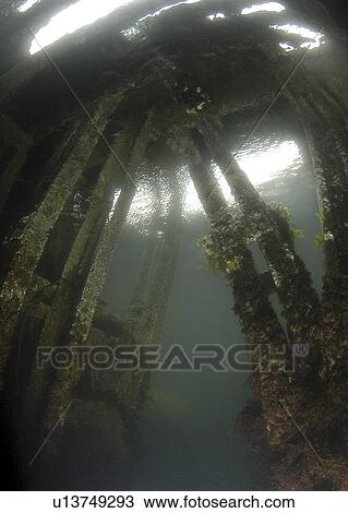 Stock Image - British Blockship FC Pontoon, Scapa Flow, Orkney Islands, Scotland, UK. Fotosearch