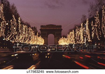 Stock Photography - Christmas Illuminations On Champs-Elysees. Fotosearch
