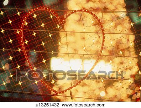 Stock Image - Illuminated Hearts. Fotosearch