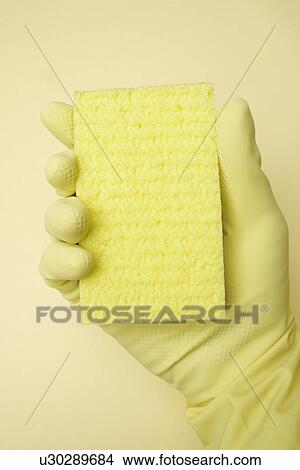 Hand holding sponge (focus on hand) View Large Photo Image Picture - Hand holding sponge (focus on hand). Fotosearch