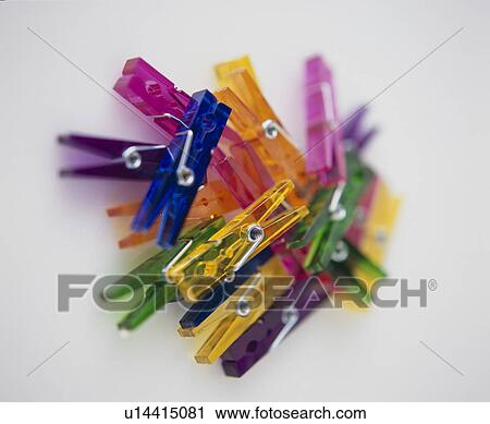 Stock Image - Multi-Colored Clothespegs. Fotosearch