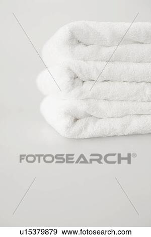 Stock Photo - Stack of white towels. Fotosearch