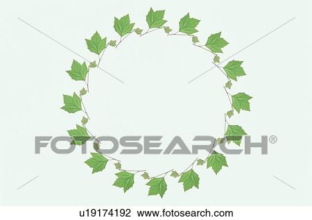 Stock Image - The Round Frame Of Leaves. Fotosearch