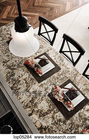 Stock Photo Of Place Settings At Kitchen Bar Lop05284 Search Place Settings At Kitchen Bar