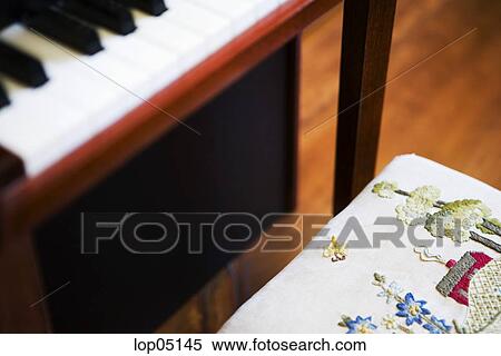 Childs Small Piano And Bench Stock Photography Lop05145 Fotosearch
