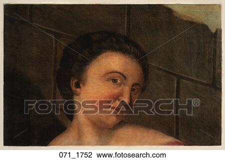 Drawing - Antique Anatomical Illustration (four color mezzotint with hand painting) showing female head., D'Agoty, 1752. Fotosearch