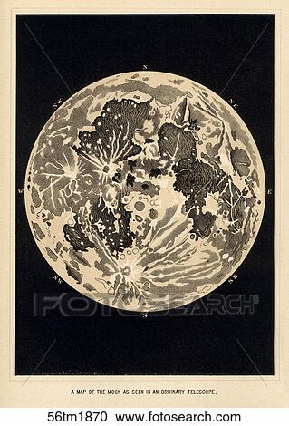 Antique Celestial Illustration (chromolithograph) of the Moon.,1870 View Large Illustration Clipart - Antique Celestial Illustration (chromolithograph) of the Moon.,1870. Fotosearch