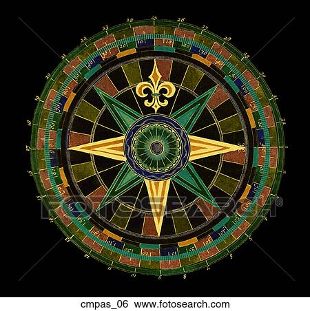 Antique Compass Rose (negative image) View Large Illustration Stock Illustration - Antique Compass Rose (negative image). Fotosearch