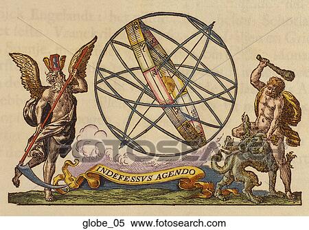Antique Illustrated Globes (hand-colored copper engraving) View Large Illustration Stock Illustration - Antique Illustrated Globes (hand-colored copper engraving). Fotosearch