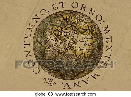Stock Illustration - Antique Illustrated Globes (hand-colored copper engraving). Fotosearch