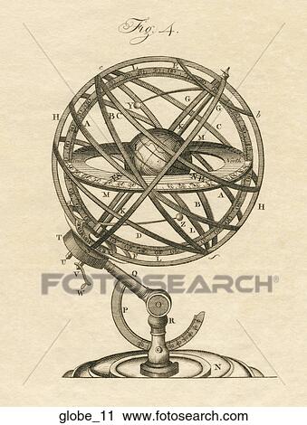 Antique Illustratration of Armillary Sphere (copper engraving) View Large Illustration Clip Art - Antique Illustratration of Armillary Sphere (copper engraving). Fotosearch
