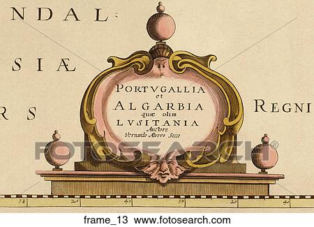 Antique Map Cartouche (hand-colored copper engraving) View Large Illustration Drawing - Antique Map Cartouche (hand-colored copper engraving). Fotosearch