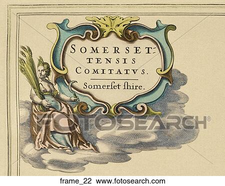 Antique Map Cartouche (hand-colored copper engraving) View Large Illustration Drawing - Antique Map Cartouche (hand-colored copper engraving). Fotosearch
