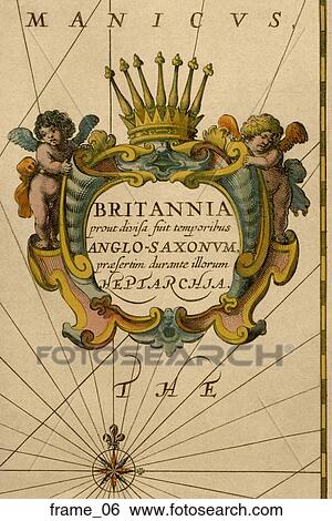 Stock Illustration - Antique Map Cartouche (hand-colored copper engraving). Fotosearch