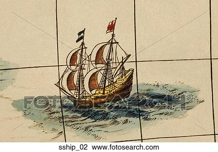 Antique Map Detail (hand-colored copper engraving) View Large Illustration Drawing - Antique Map Detail (hand-colored copper engraving). Fotosearch