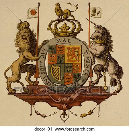 Antique Map Heraldry Motif (hand-colored copper engraving) View Large Illustration Clip Art - Antique Map Heraldry Motif (hand-colored copper engraving). Fotosearch