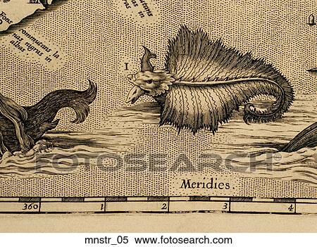 Stock Illustration - Antique Sea Monster Illustration (copper engraving). Fotosearch