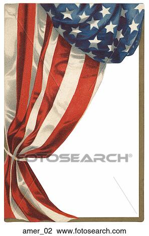 Frame of American Flag Motif View Large Illustration Drawing - Frame of American Flag Motif . Fotosearch
