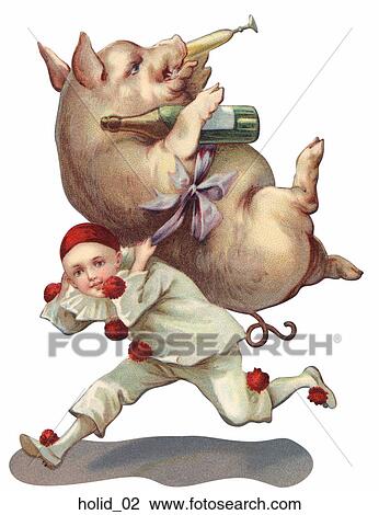 Humorous Victorian New Year Illustration View Large Illustration Drawing - Humorous Victorian New Year Illustration . Fotosearch