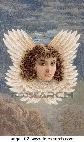 Victorian イラスト の 天使 顔 そして 翼 スケッチ Angel 02 Fotosearch
