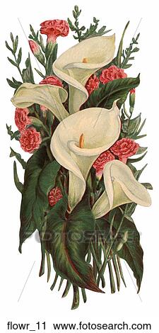 Clip Art - Victorian Die Cut Flower Bouquet with Calla Lilies . Fotosearch