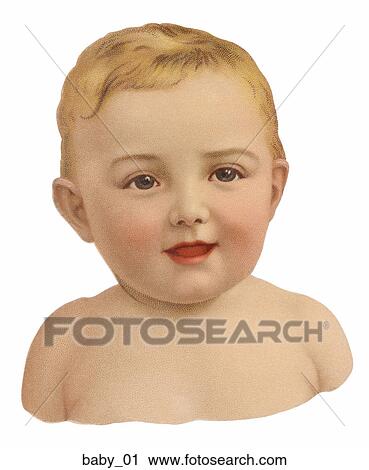 Clip Art - Victorian Die Cut Illustration of a Baby. Fotosearch