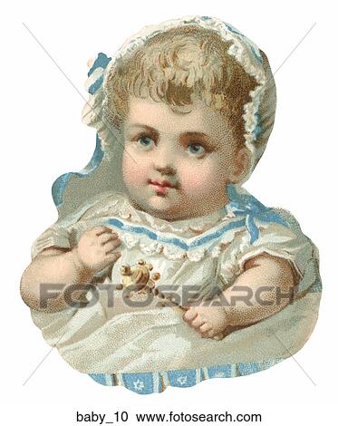 Clipart - Victorian Die Cut Illustration of a Baby. Fotosearch