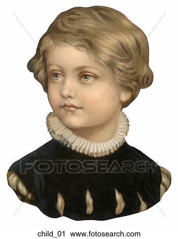 Clip Art - Victorian Die Cut Illustration of a Young Boy. Fotosearch