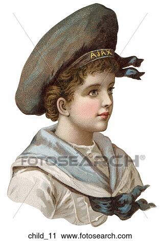 Clip Art - Victorian Die Cut Illustration of a Young Boy. Fotosearch