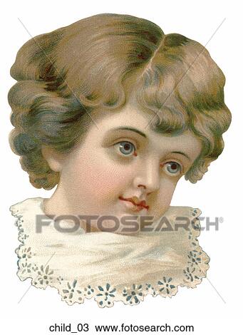 Drawing - Victorian Die Cut Illustration of a Child. Fotosearch