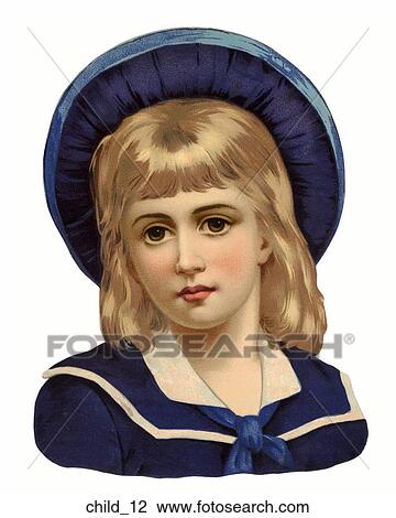 Victorian Die Cut Illustration of a Girl View Large Illustration Drawing - Victorian Die Cut Illustration of a Girl. Fotosearch