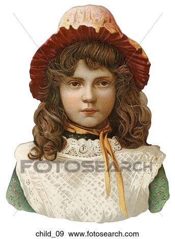 Stock Illustration - Victorian Die Cut Illustration of a Girl. Fotosearch