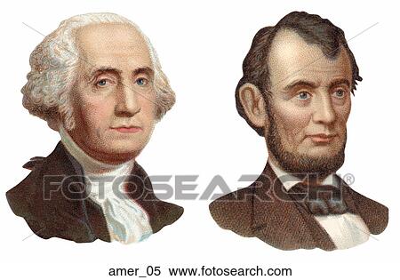 Victorian Die Cut Illustrations of American Presidents Washington and Lincoln View Large Illustration Stock Illustration - Victorian Die Cut Illustrations of American Presidents Washington and Lincoln . Fotosearch
