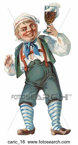 Victorian Diecut Caricature of a Man with a Beer View Large Illustration Stock Illustration - Victorian Diecut Caricature of a Man with a Beer . Fotosearch