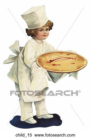 Stock Illustration - Victorian Illustration of a Girl Serving a Pie . Fotosearch