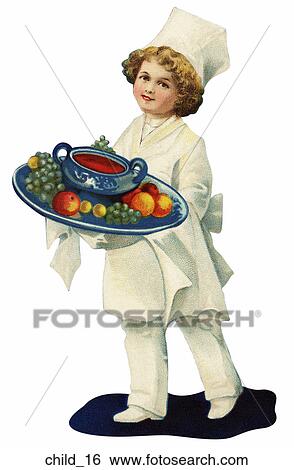 Stock Illustration - Victorian Illustration of a Girl Serving Food . Fotosearch