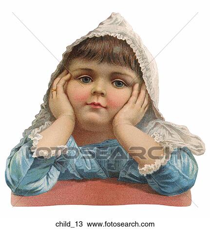 Drawing - Victorian Illustration of a Serious Young Girl . Fotosearch