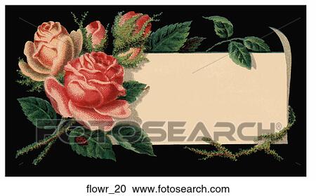 Clipart - Victorian Placard with Rose Motif. Fotosearch