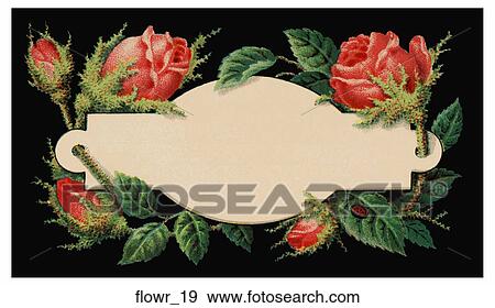 Stock Illustration - Victorian Placard with Rose Motif. Fotosearch