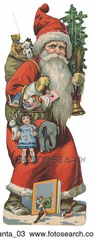 Vintage Illustration of Santa with Toys View Large Illustration Drawing - Vintage Illustration of Santa with Toys. Fotosearch
