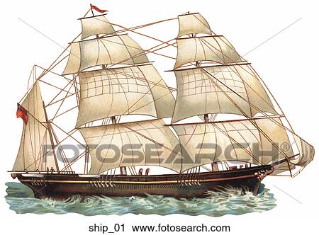 Victorian Die Cut Illustration of a Sailing Ship View Large Illustration Clip Art - Victorian Die Cut Illustration of a Sailing Ship. Fotosearch